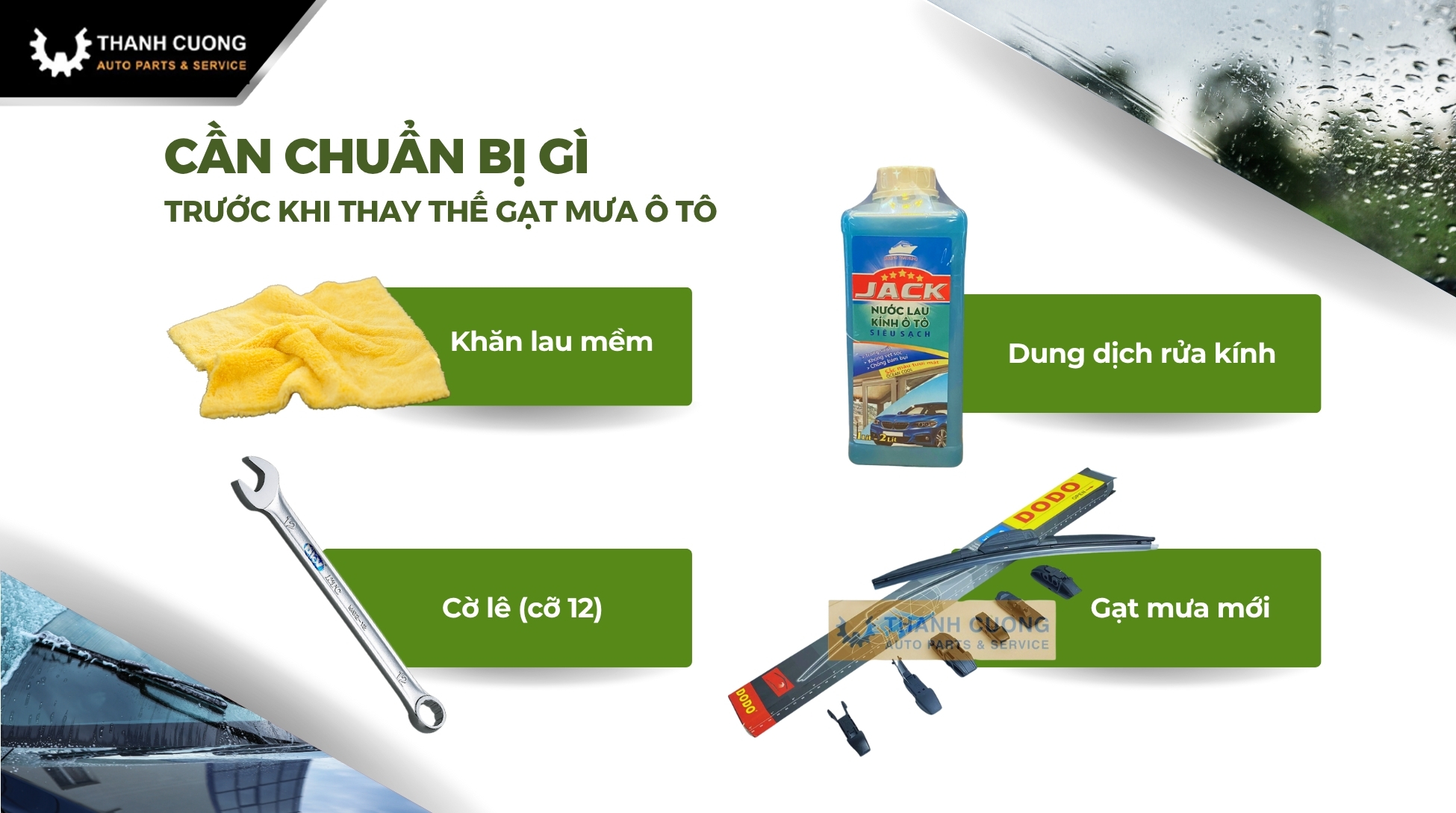 vật dụng cần chuẩn bị khi thay thế gạt mưa