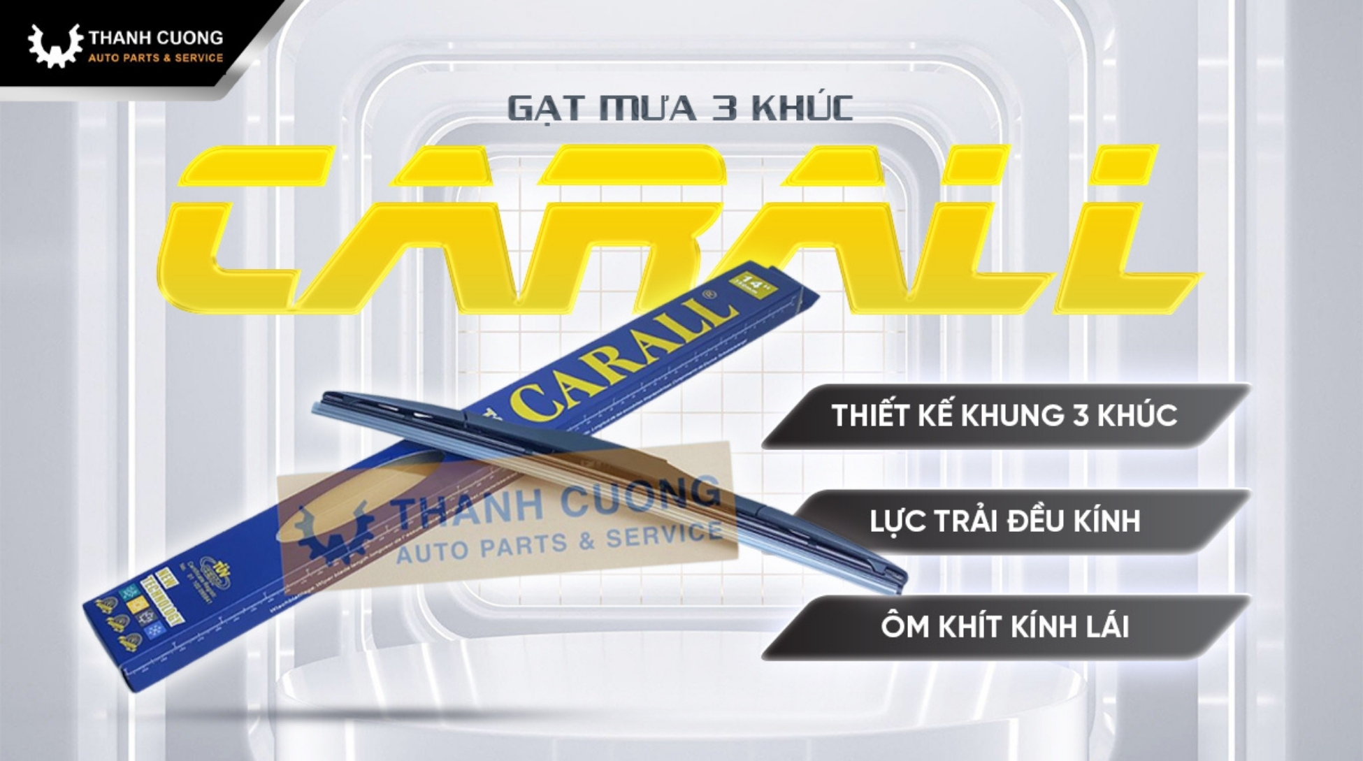Gạt mưa 3 Khúc CARALL – Gọn nhẹ, ôm sát kính, bền bỉ vượt trội