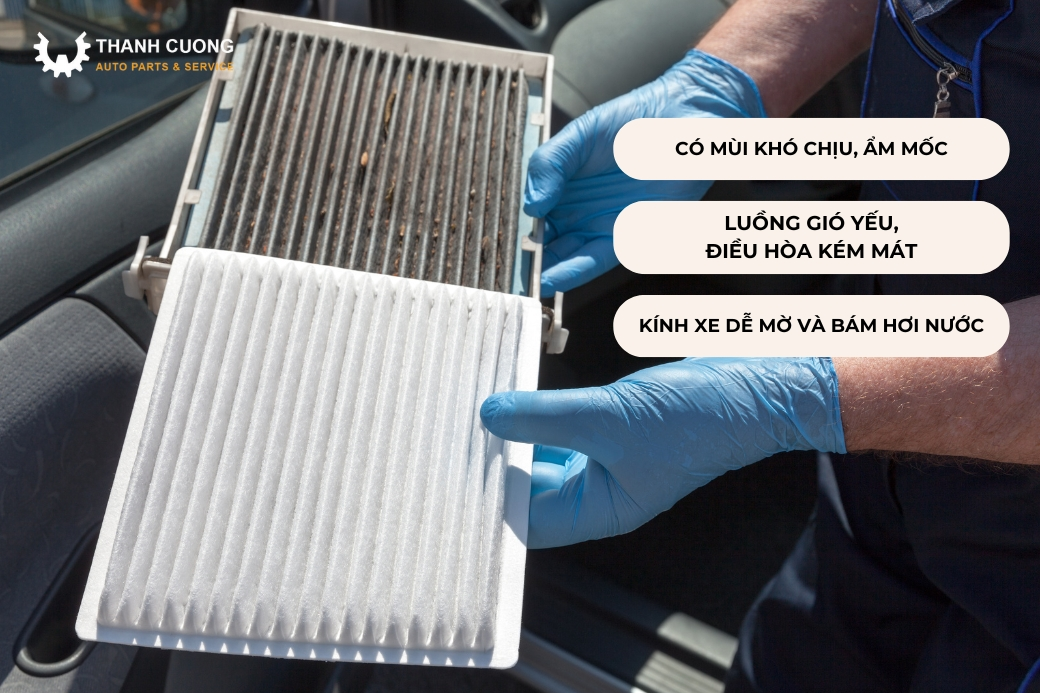 dấu hiệu nhận biết lọc cabin đã đến lúc cần thay mới