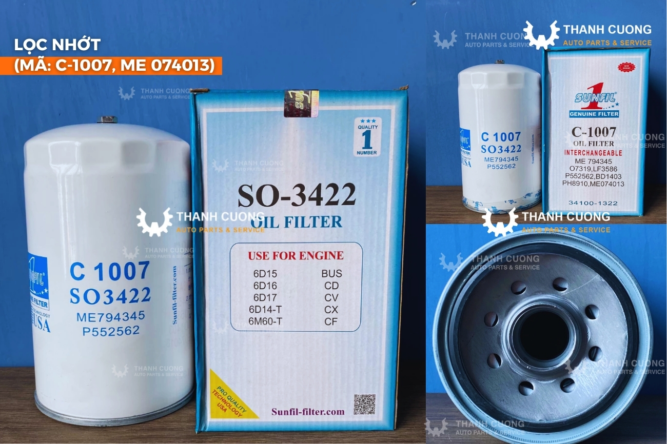 Lọc nhớt Sunfil chất lượng cao dành cho xe tải Mitsubishi Fuso 8–15 tấn